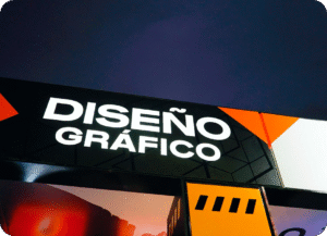 Letrero de Diseño Gráfico en un stand