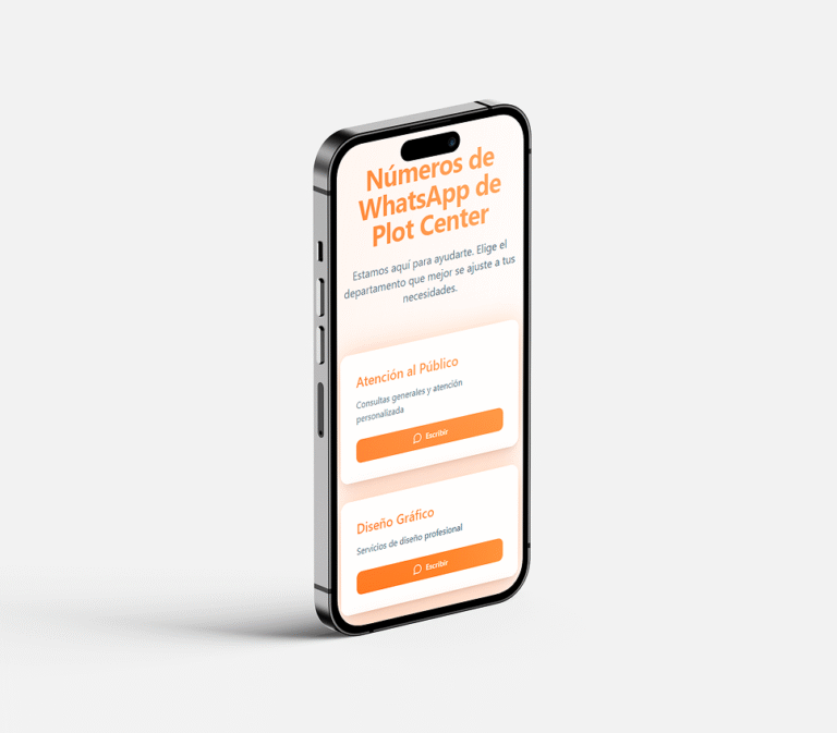 Números de WhatsApp de Plot Center en un celular